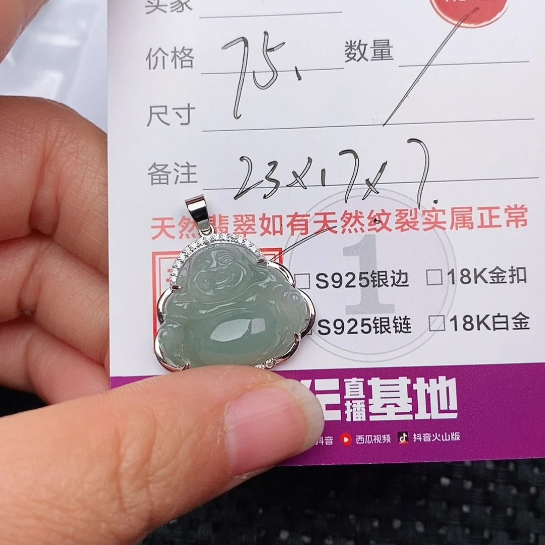 颈饰银S925镶嵌翡翠