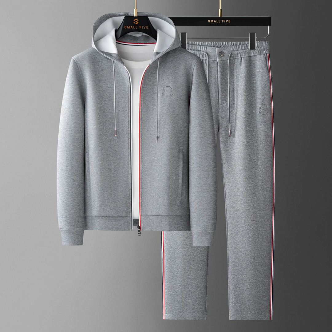 轻奢休闲运动套装男士秋季天丝棉百搭舒适开衫外套卫衣连帽两件套