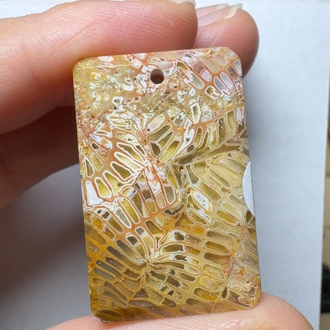 硅化玉骨骼龙骨纹，手工牌未镶嵌