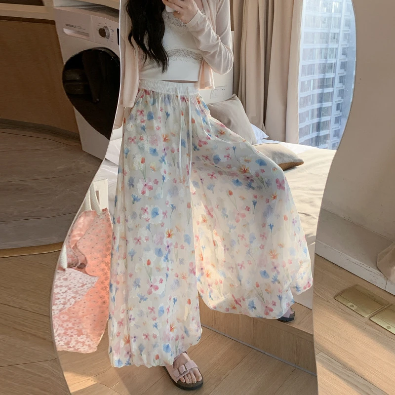 【原版】甜美温柔画报花苞裙裤女夏季氛围感高腰气质休闲百搭阔腿裤