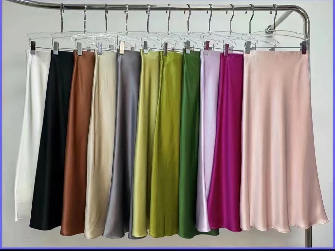 【丹妮甄选】-长款气质百搭三醋酸显瘦垂感鱼尾半裙#221高腰时尚