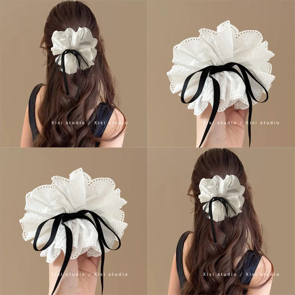 芭蕾风蝴蝶结飘带蕾丝花边抓夹温柔气质鲨鱼夹发饰新品盘发夹头饰