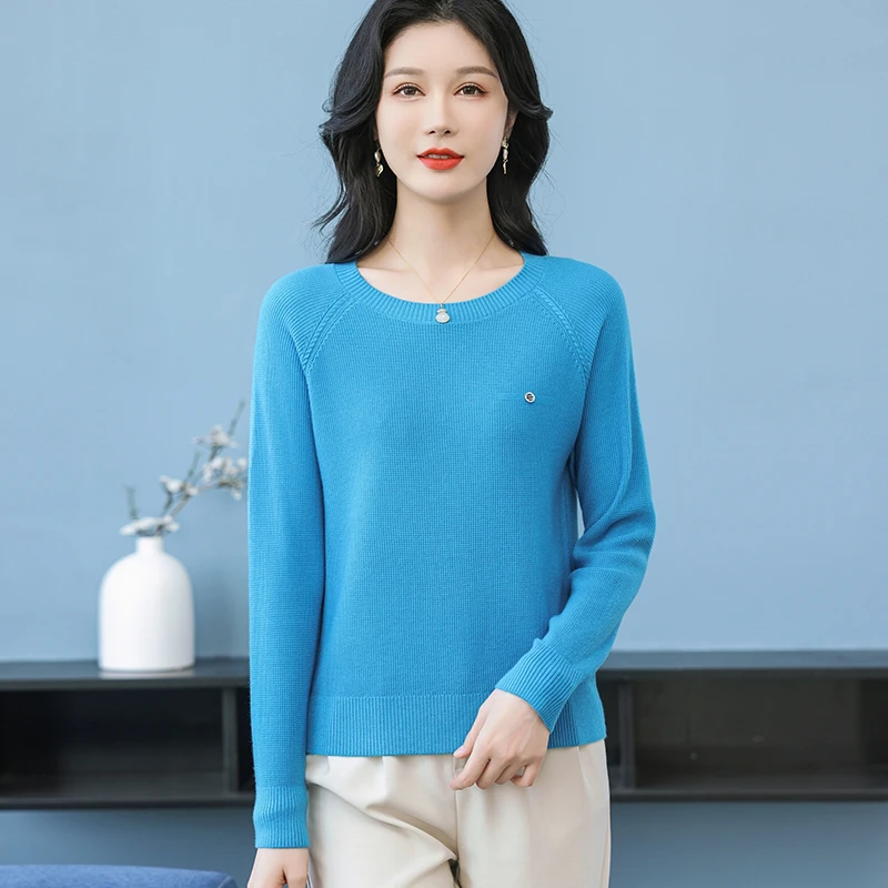 【春日焕新】春季新款纯色圆领高贵典雅套头针织衫LY187