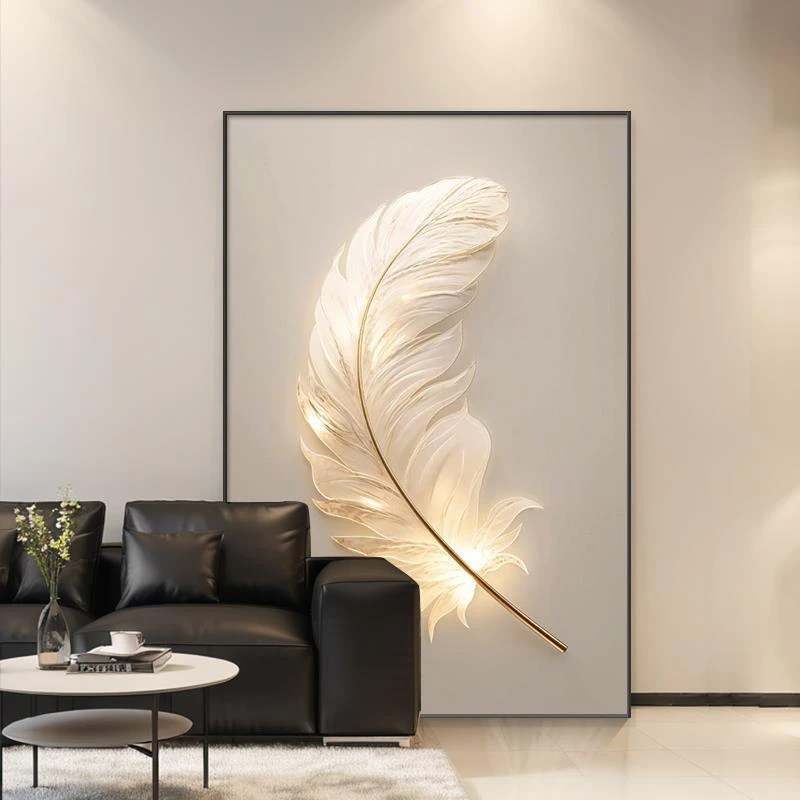 轻奢高级感客厅装饰画画羽毛沙发背景墙壁画画玄关走廊卧室挂