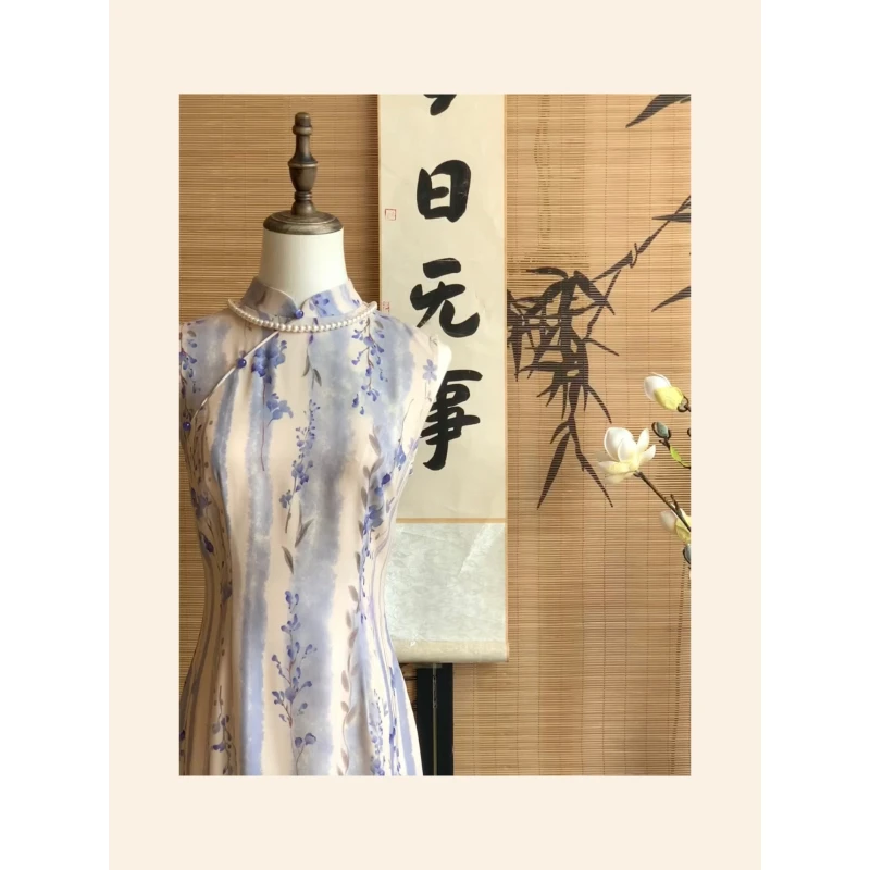 【文潇】新中式改良旗袍日常无袖修身气质文艺民国风连衣裙长款夏