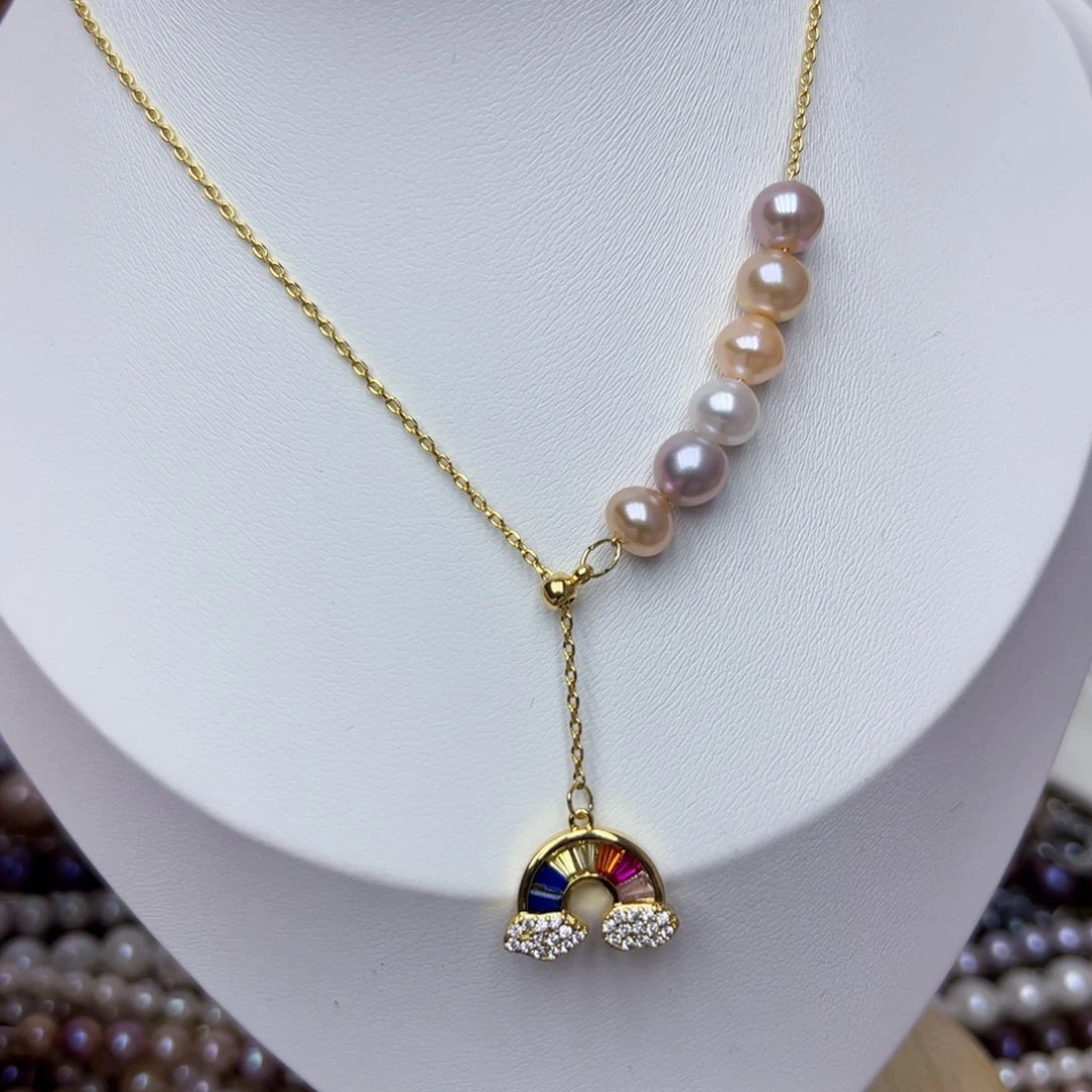 淡水珍珠颈饰银S925镶嵌