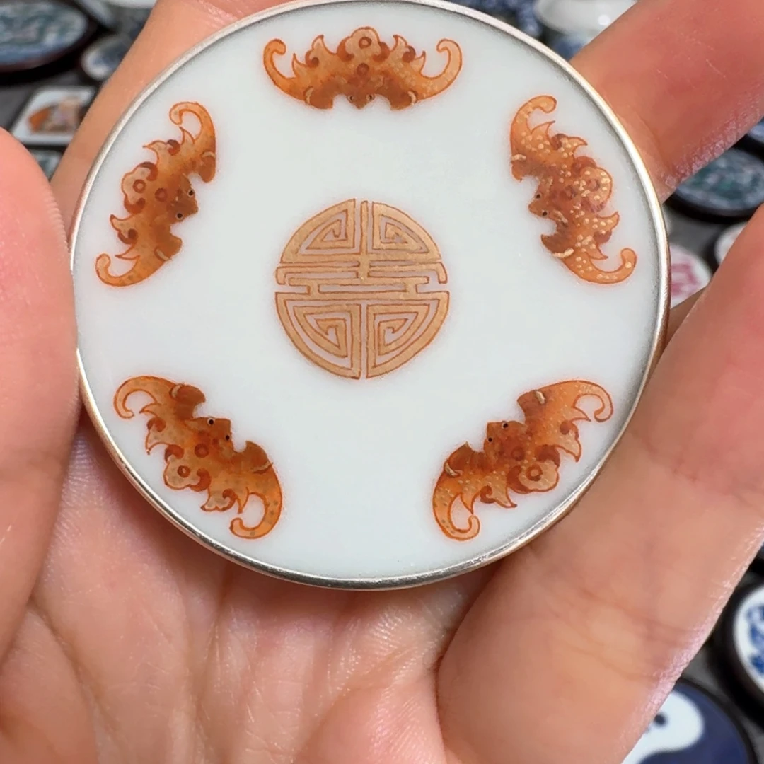 今***遇瓷片金五福挂件一个一个
