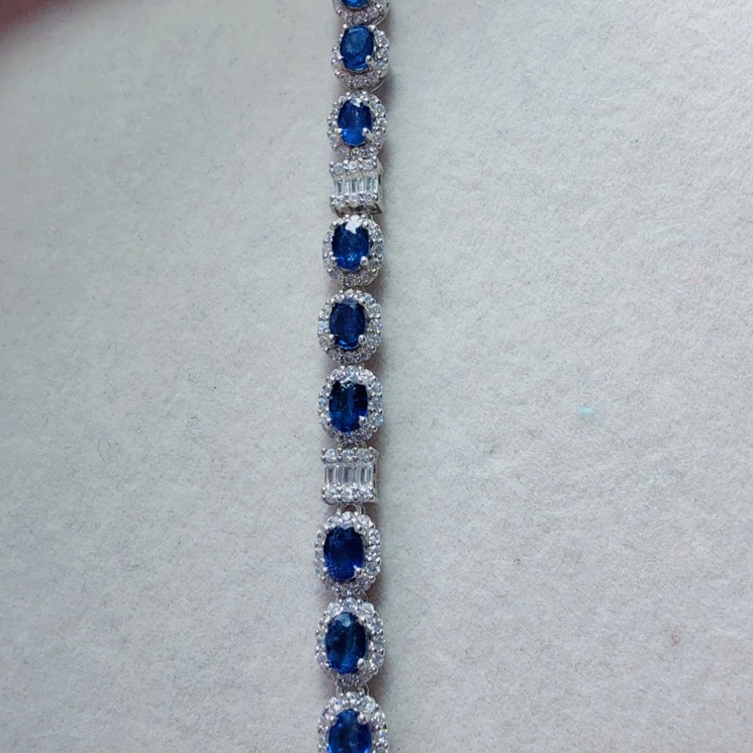 蓝宝石手链银S925镶嵌