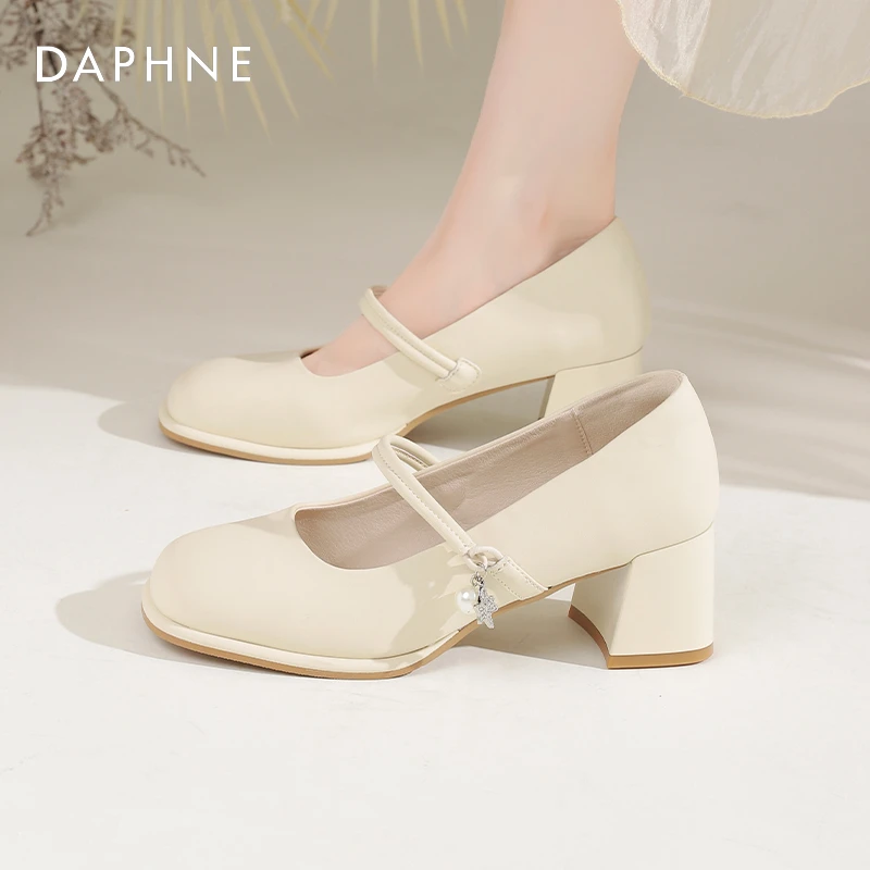 达芙妮百搭粗跟单鞋法式玛丽珍高跟鞋2025新款爆款春季配裙子女鞋