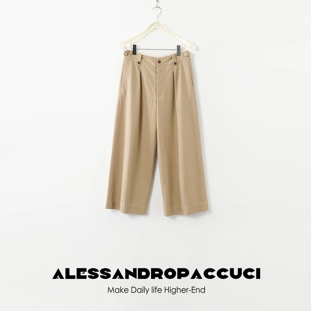 AP洛哥42014KC 舒适棉 腰部可调节设计 宽松挺阔九分复古直筒裤