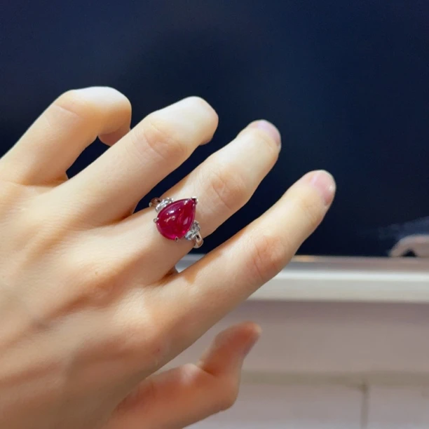 925银戒指  纯银戒指  红刚              玉