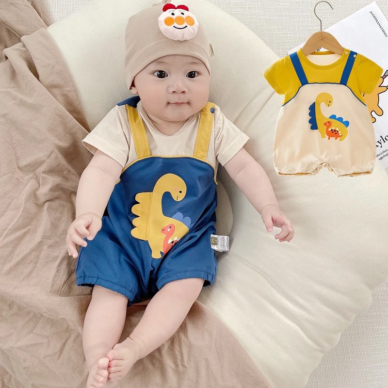 婴幼儿男宝夏季连体衣外出服婴儿短袖哈衣夏季薄款宝宝半袖爬爬服