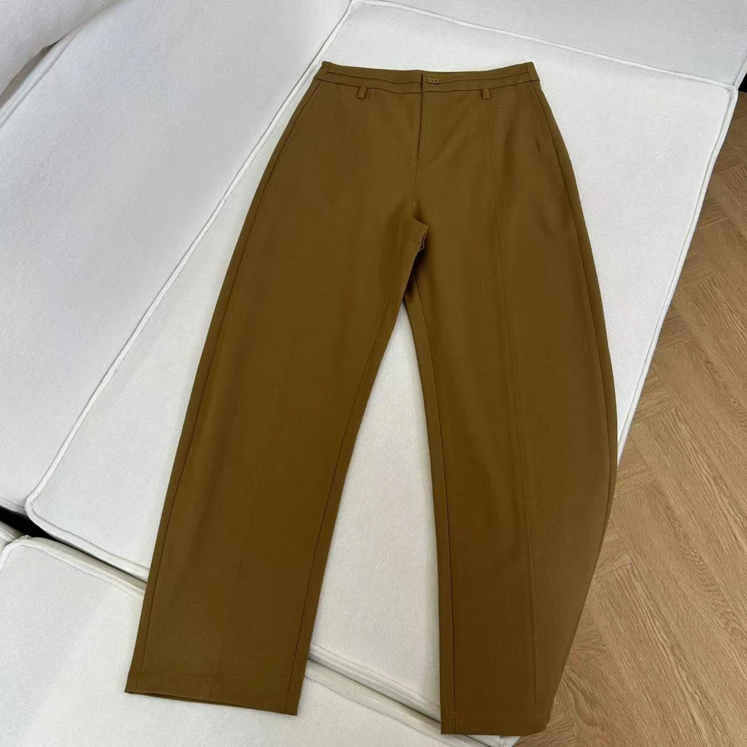 春季休闲简约小众通勤百搭隐形钩扣西装直筒裤h1673