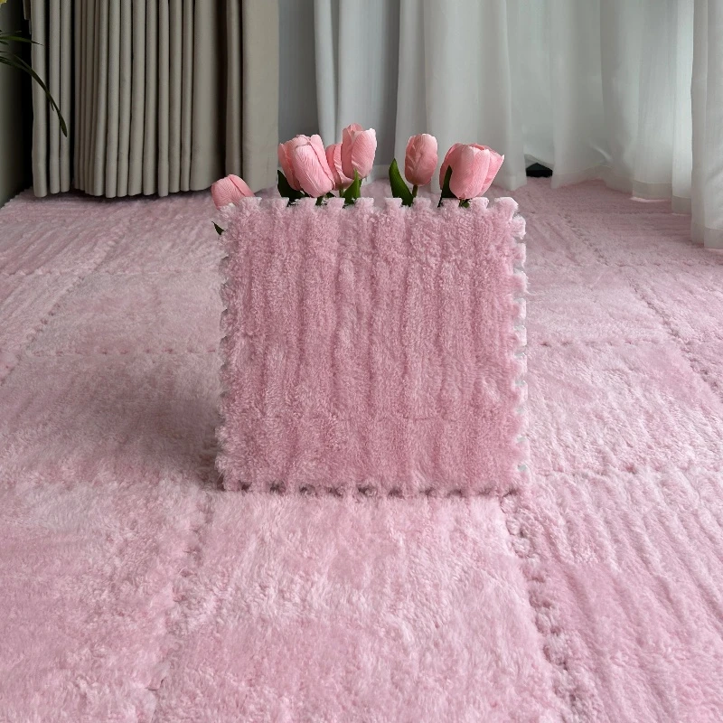 网红可爱毛毛泡沫拼接地毯卧室少女床边毯地垫大面积铺家用地毯垫