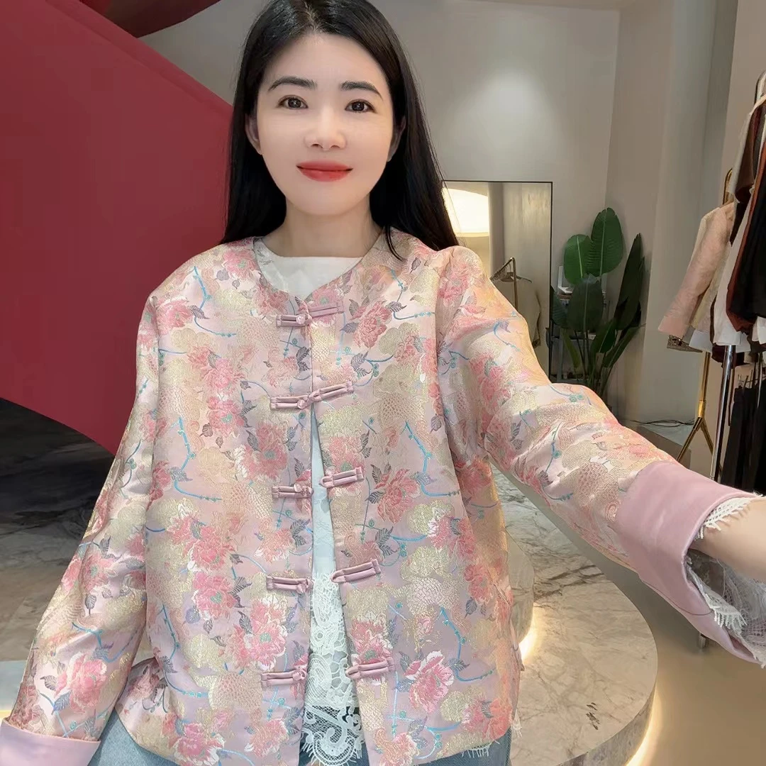 QC 252553 新中式国风盘扣重工提花外套春款时尚上衣