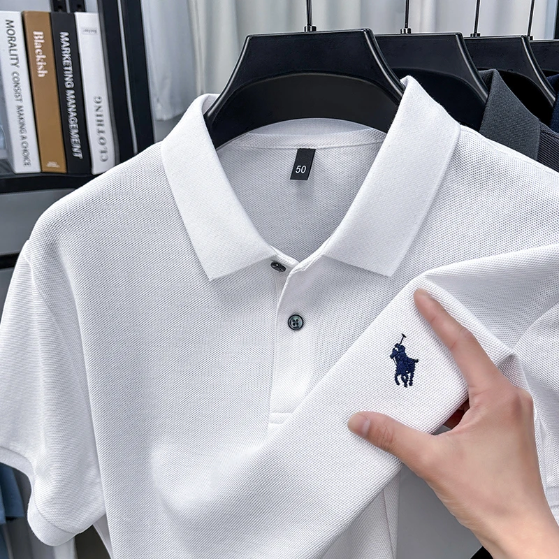 保罗正品POLO衫男士短袖夏季运动翻领T恤休闲潮流白色纯色宽松