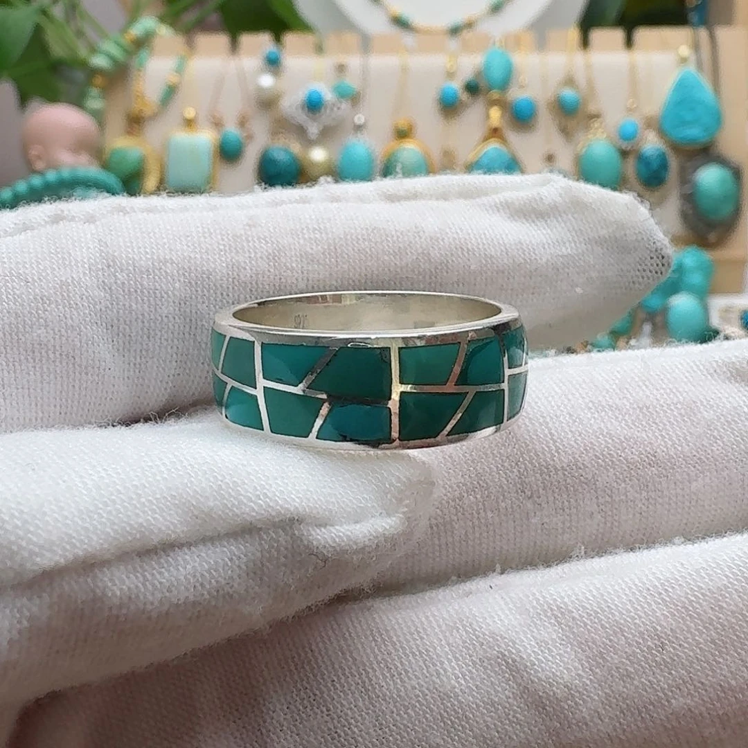 绿松石珠宝奇石银S925镶嵌