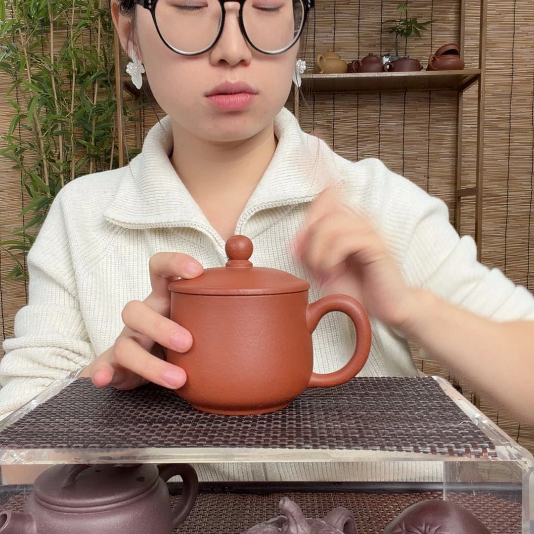 茶壶紫砂原矿红皮龙小龙蛋办公杯没礼盒微瑕300CC左右