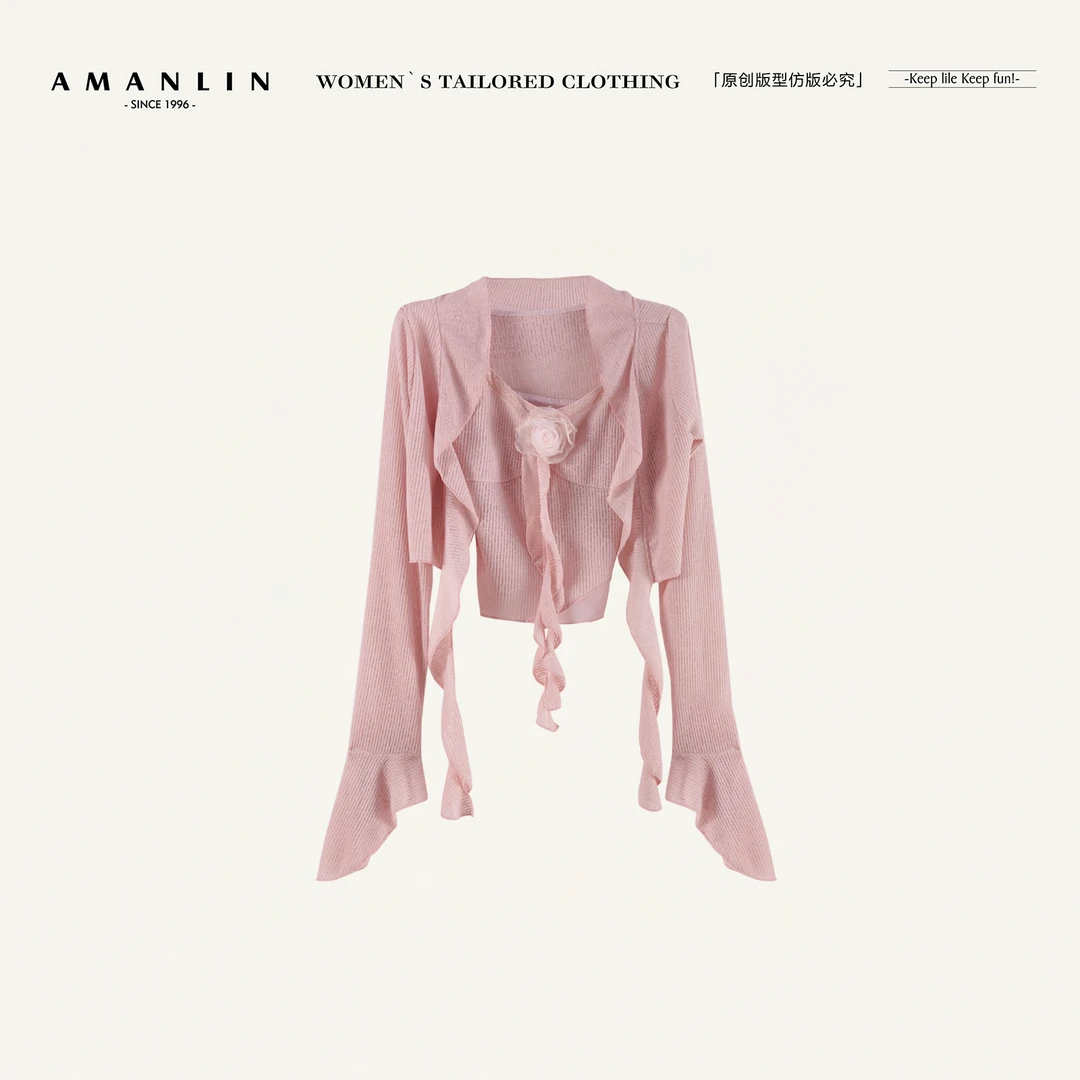 AMANLIN/阿谩琳欧若风设计感不规则显瘦修身百搭时尚套装F596038