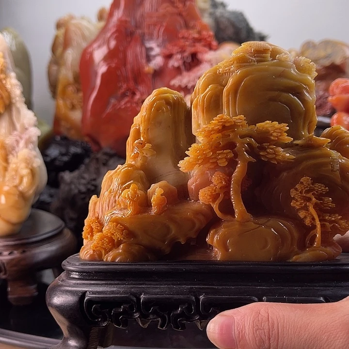 山***巅田黄石香山访友摆件