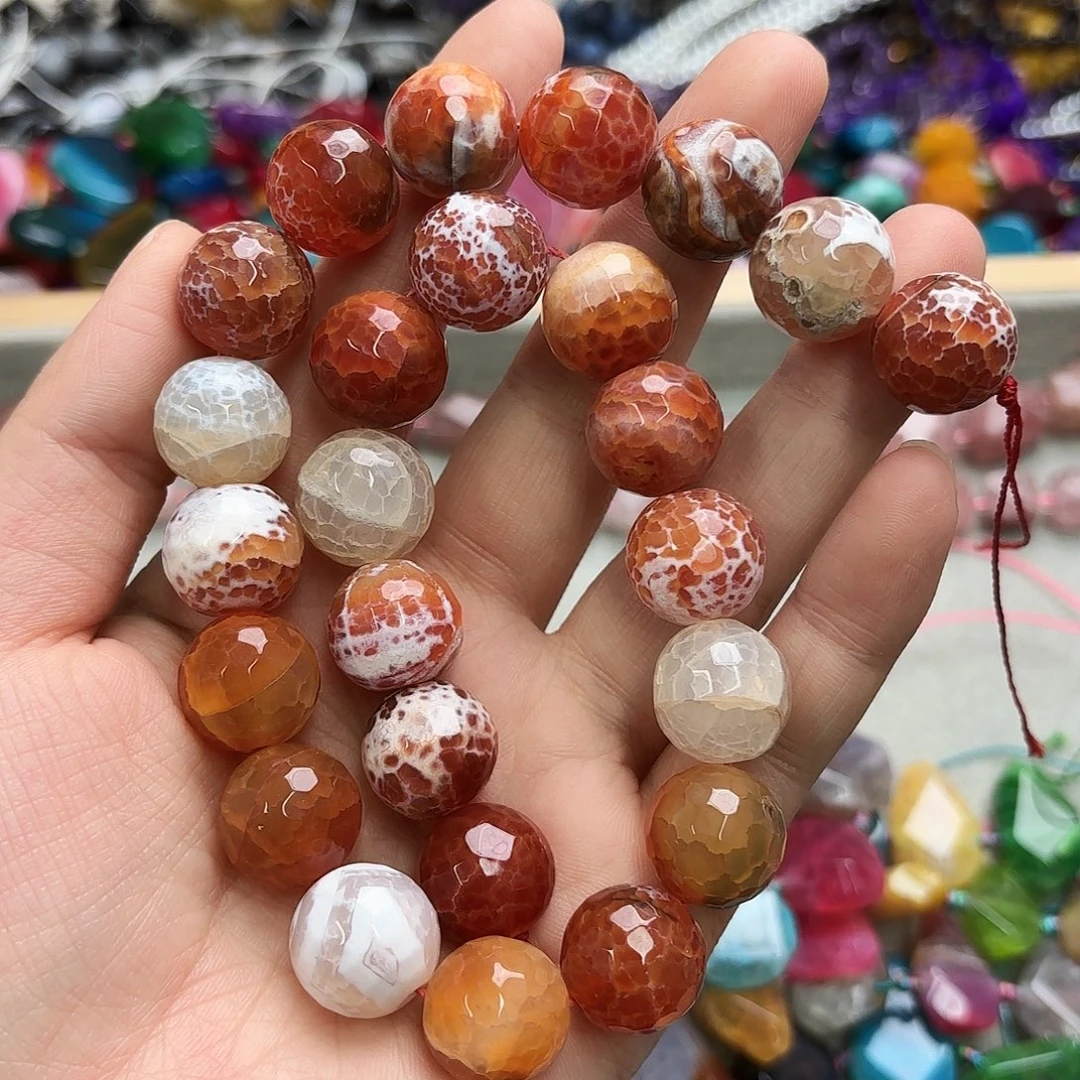 玛瑙/玉髓未镶嵌珠宝半成品卡15红奶皮圆切一条