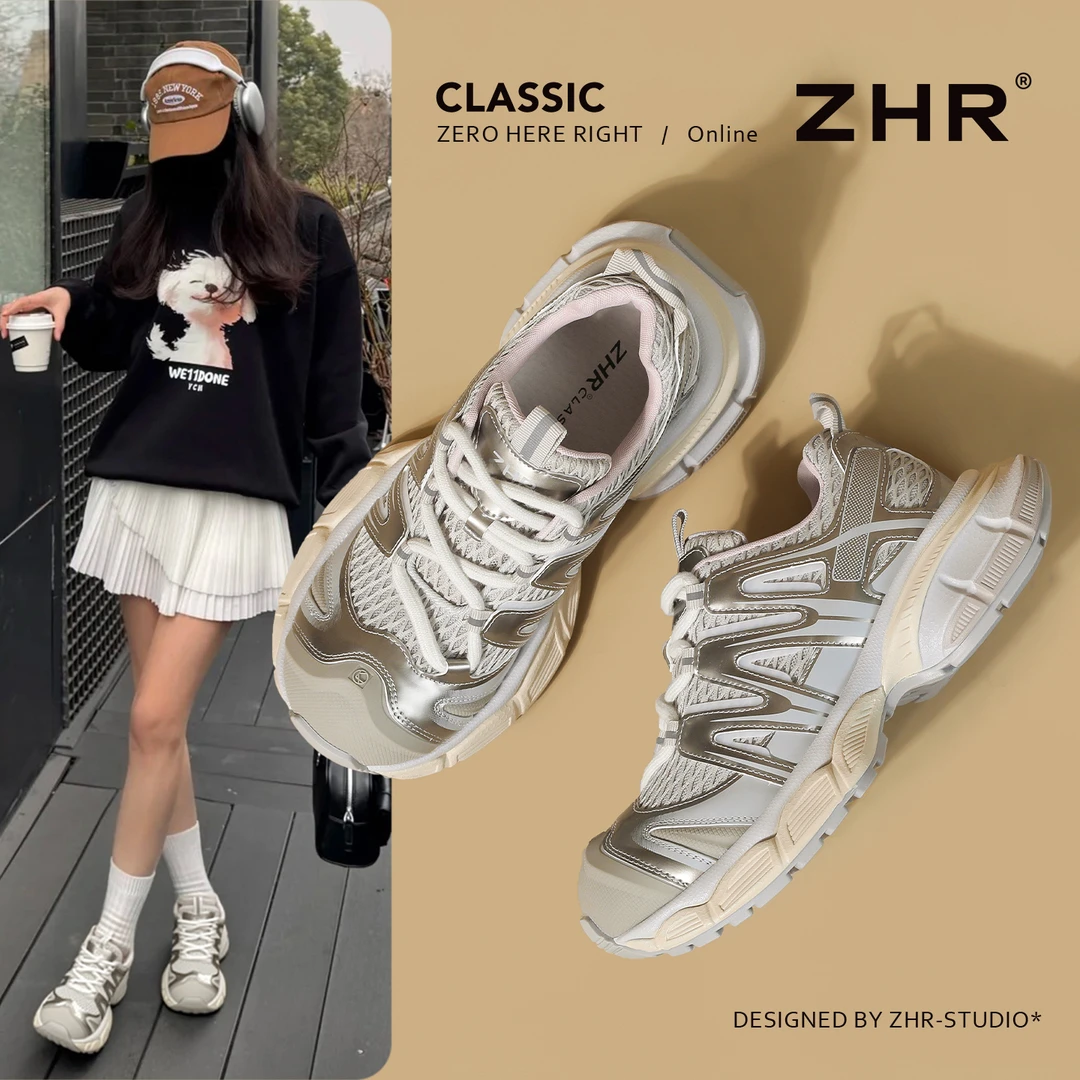 ZHR/则则厚底老爹鞋2025新品复古老钱风轻便休闲鞋透气百搭运动鞋