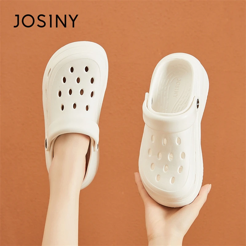 卓诗尼洞洞鞋女夏季2025新款外穿厚底沙滩鞋防滑踩屎感包头凉拖鞋