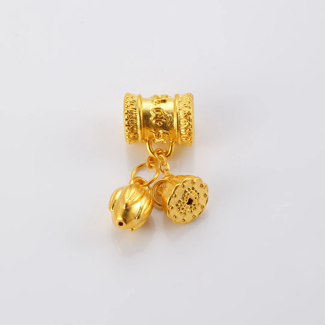 罗威曼黄金 足金999六字真言两世欢素金5D无氰转运珠手串