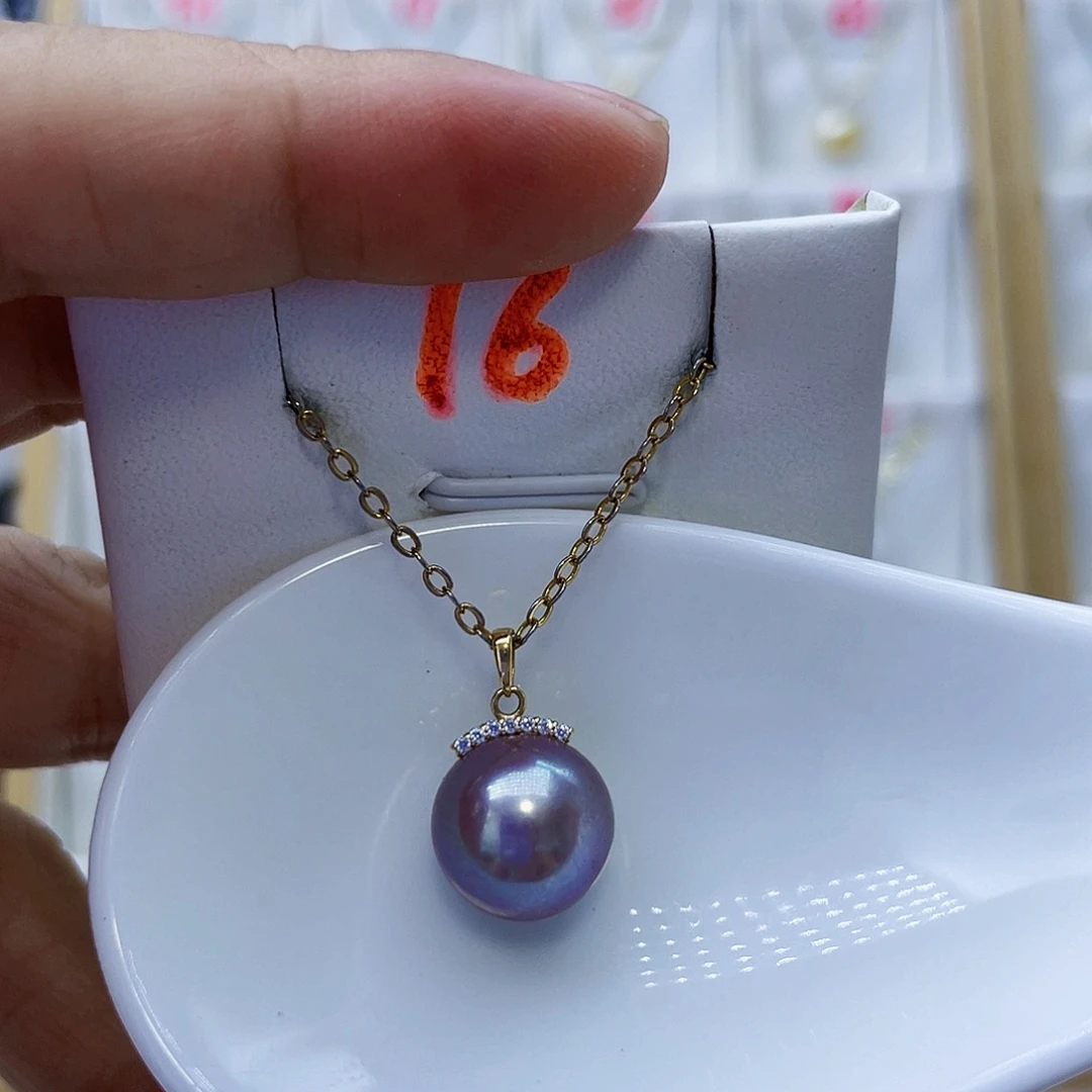 吊坠(不含链)18K金镶嵌淡水珍珠11+