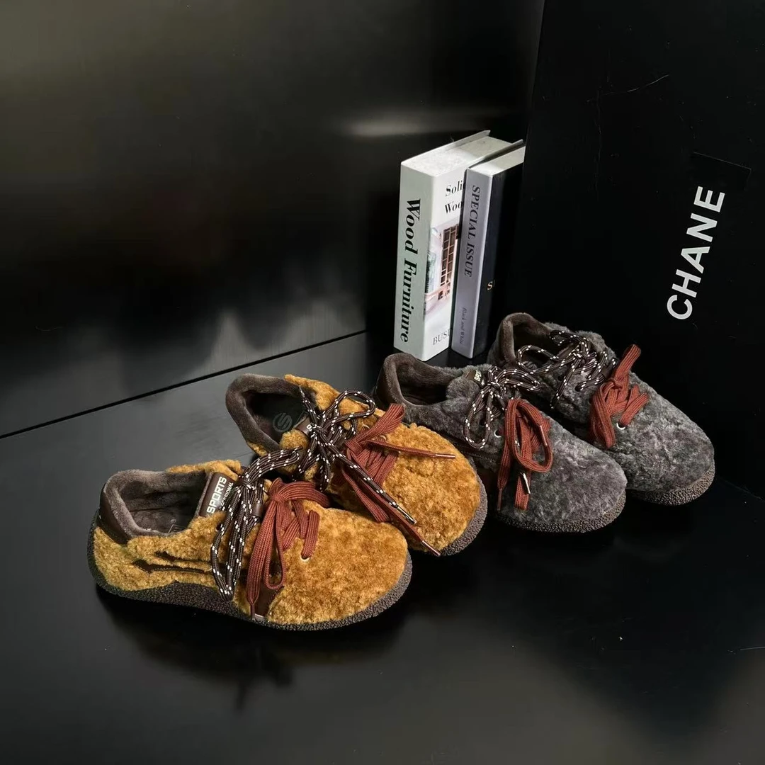 【布谷秋】复古小众毛毛德训鞋女2025冬季保暖棉鞋休闲15339