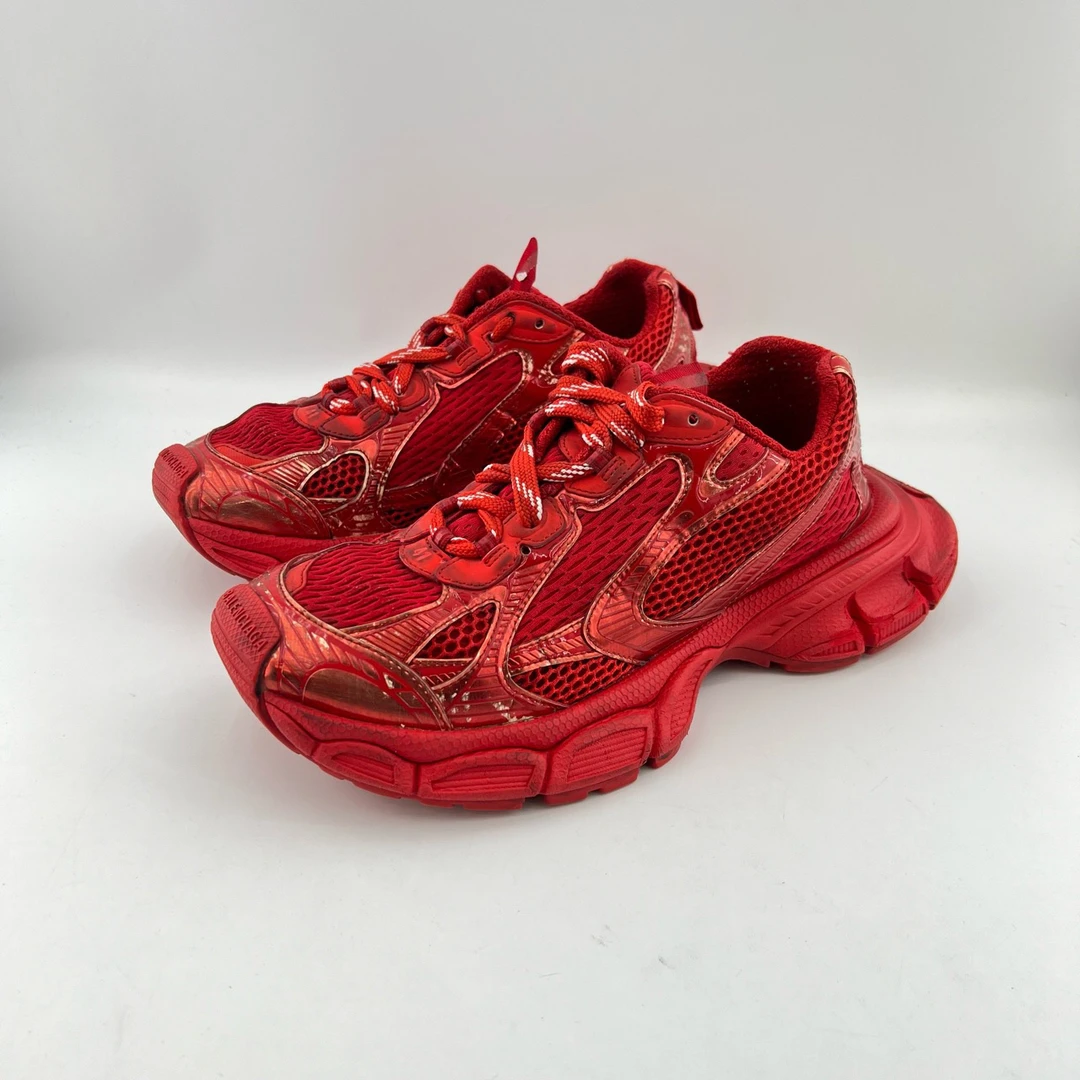 95新 Balenciaga/巴黎世家 41码/3XL喜庆红色系带休闲鞋/11167001