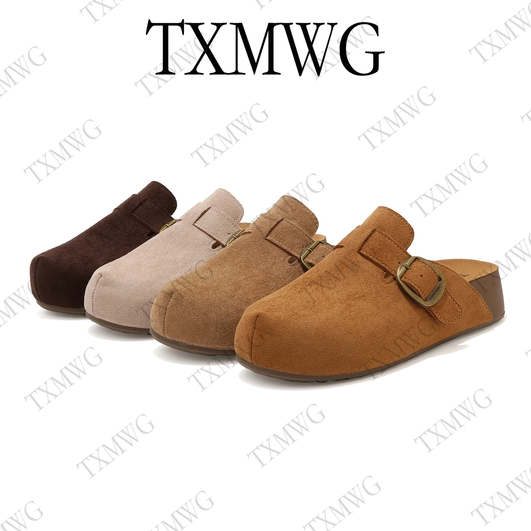 TXMWG 品牌5cm厚底包头拖女小个子增高女鞋秋季博肯半拖9073