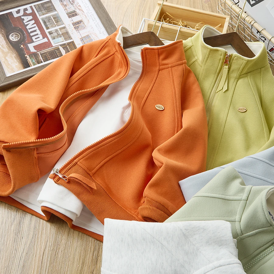 儿童纯色拉链衫外套2025春季新款中大童时尚休闲运动服25C26