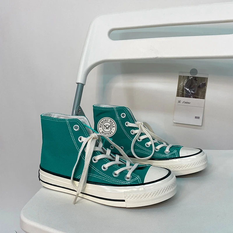 1970s覆刻经典圆标帆布鞋子男女情侣高筒百搭学生学院风韩版覆古
