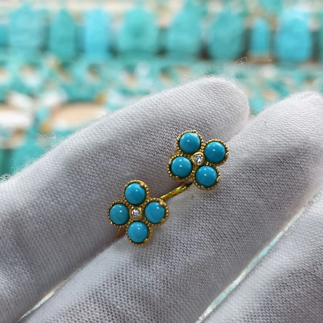 绿松石珠宝奇石18K金镶嵌