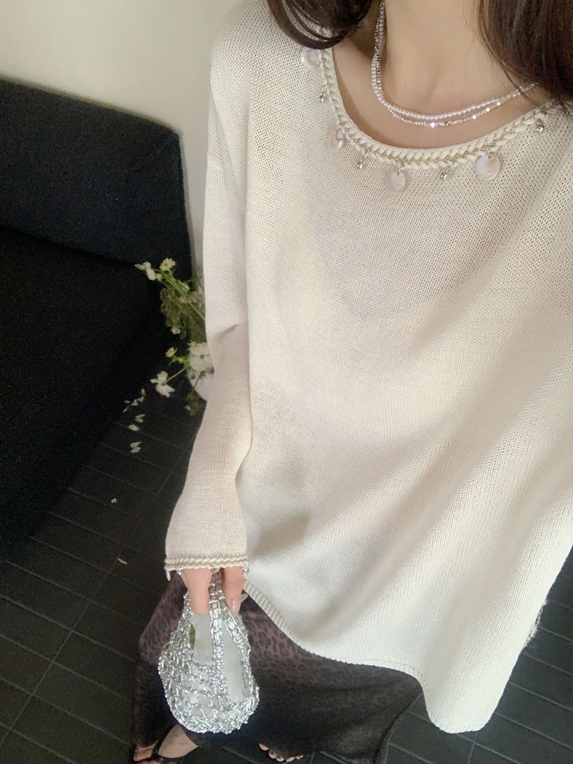 【DUODUO 689969】和纸纱圆领针织T恤夏季新款女波西米亚慵懒针织衫