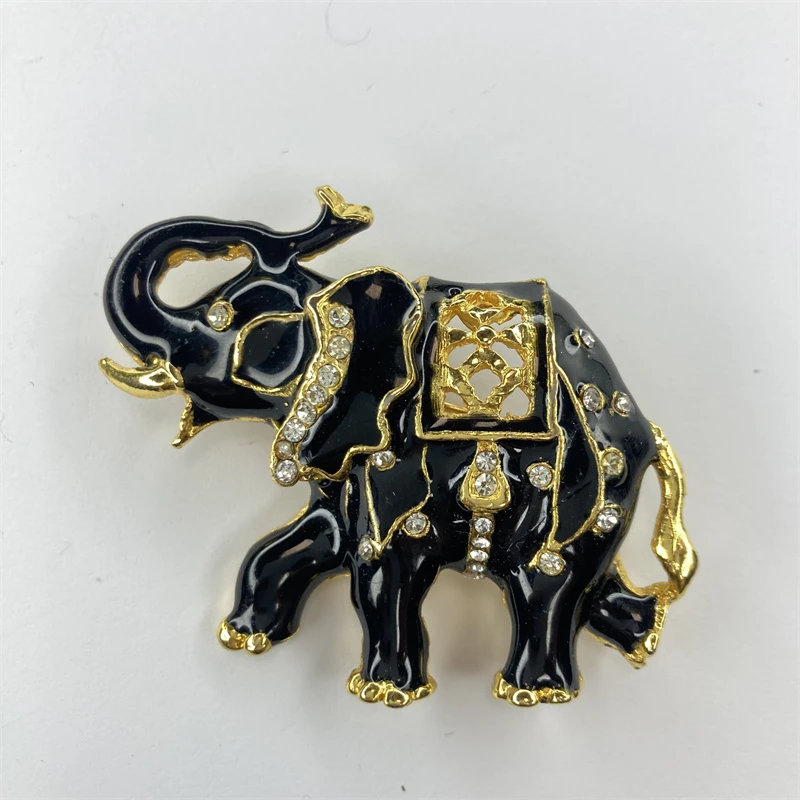 合金胸针 黑色珐琅大象吊坠双用胸针1-7【2061218-093】