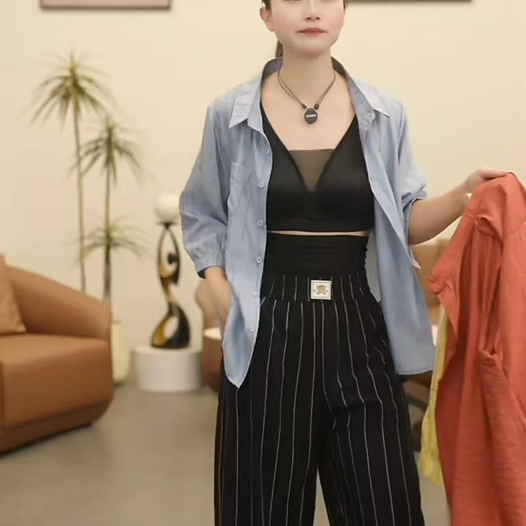 【小妹轻奢女装】夏季清凉透气刺绣晕染百搭极简防晒短外套衬衫2891