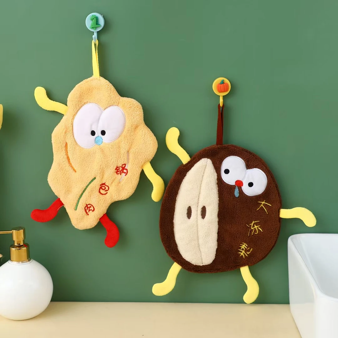 新款可挂式卡通擦手巾超强吸水速干加大厚厨房浴室洗手间抹手布