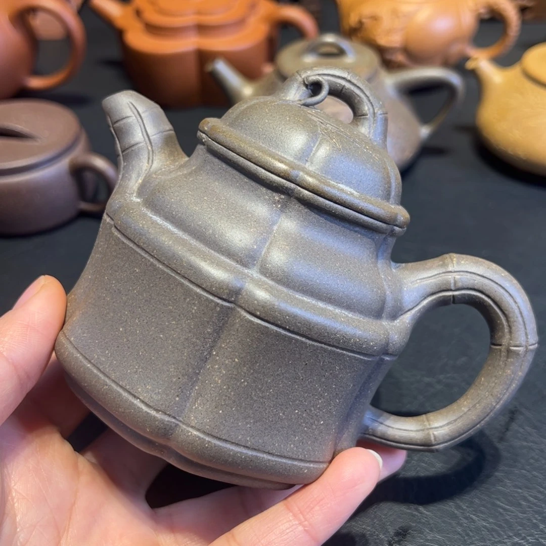 容量220毫升，紫泥，六方竹鼎