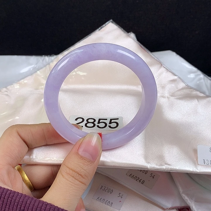 翡翠未镶嵌手镯53圈 满圈紫罗兰