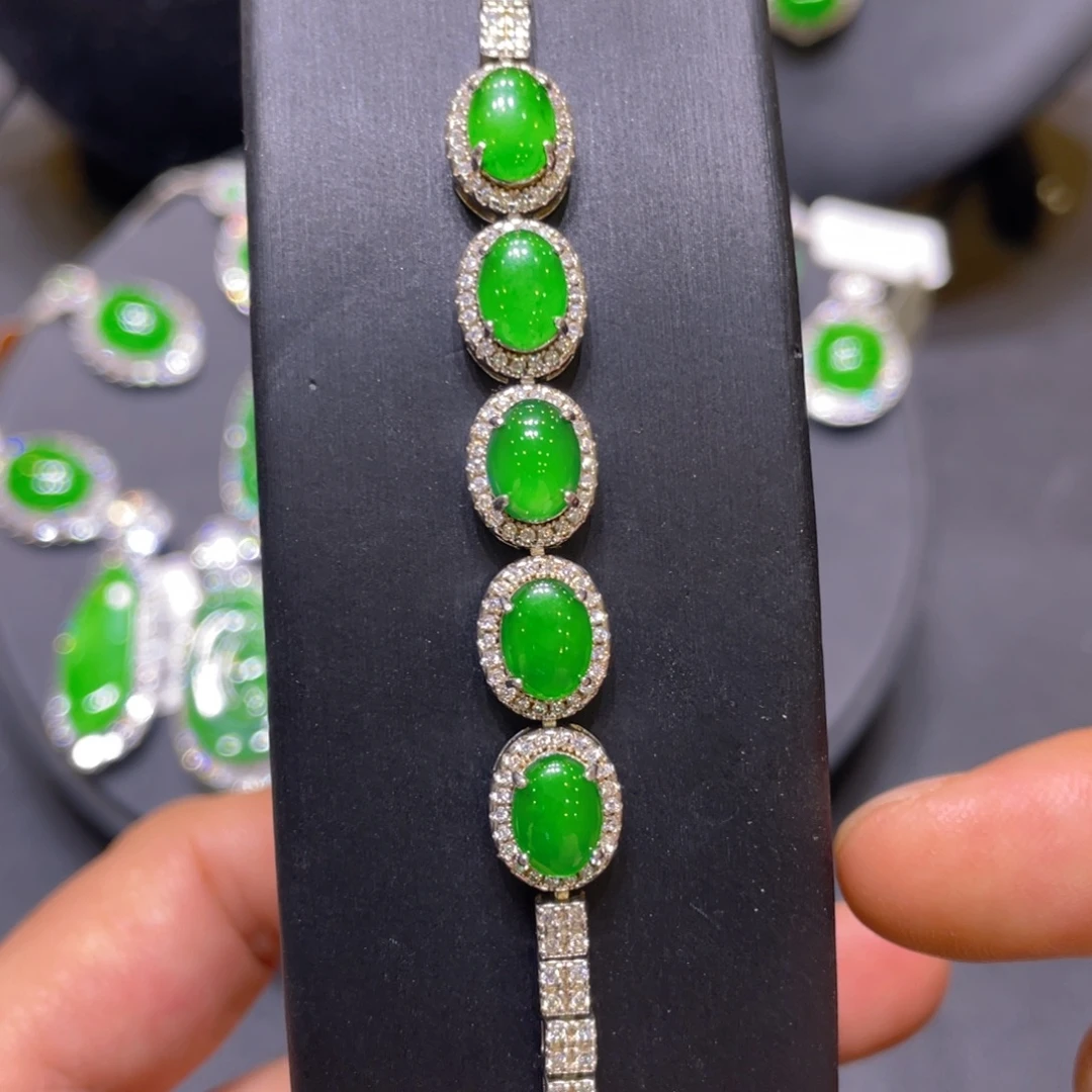 翡翠银S925镶嵌项链手链