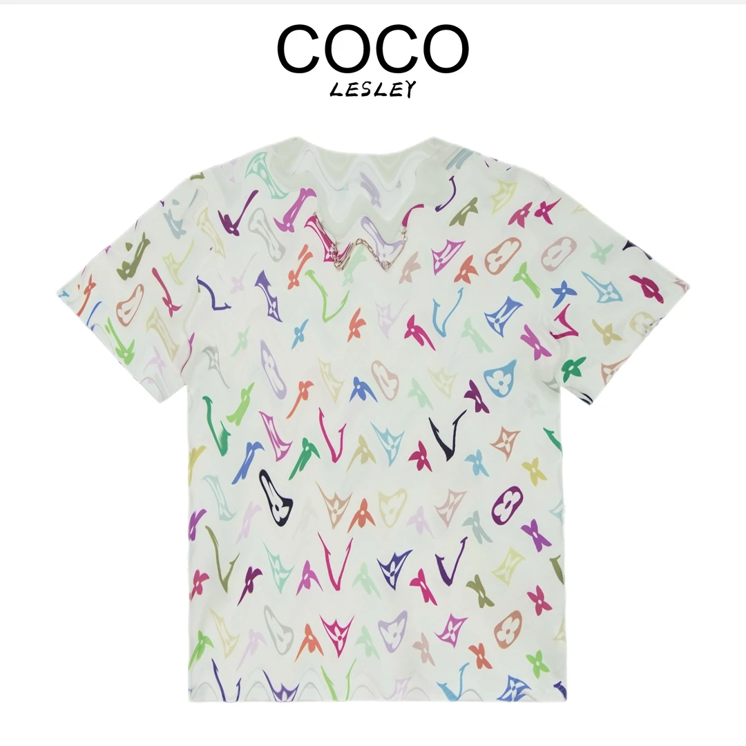 【COCOLESLEY】2025春夏新款印花时尚百搭短袖老钱风女装9049
