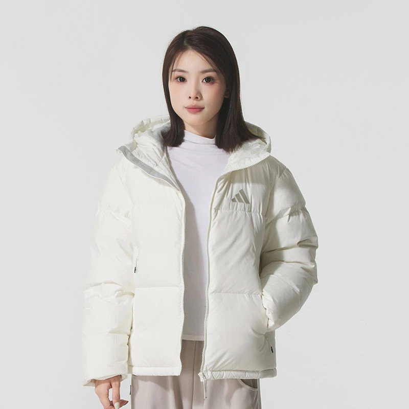 阿迪达斯短款连帽羽绒服女冬季新款户外保暖外套加厚运动服KC5947