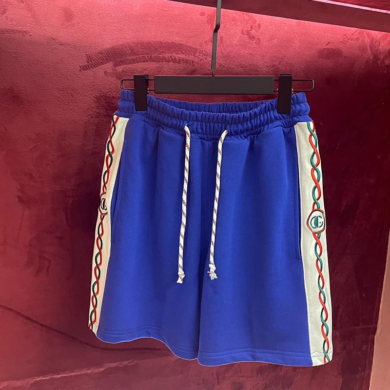 潮流默认厚度薄款短裤五分裤直筒裤夏季中腰刺绣