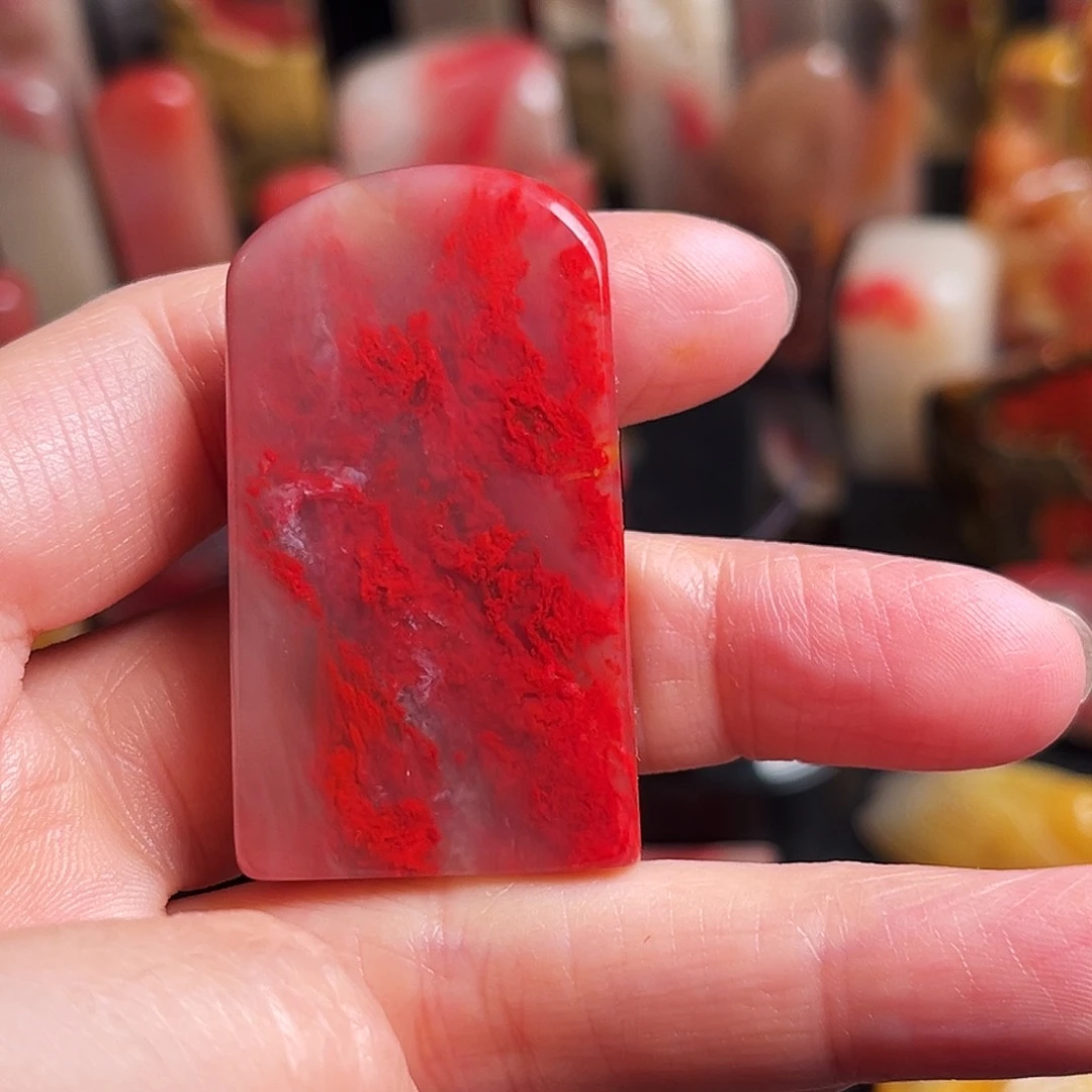 印石巴林石玻璃冻鸡血石扁章