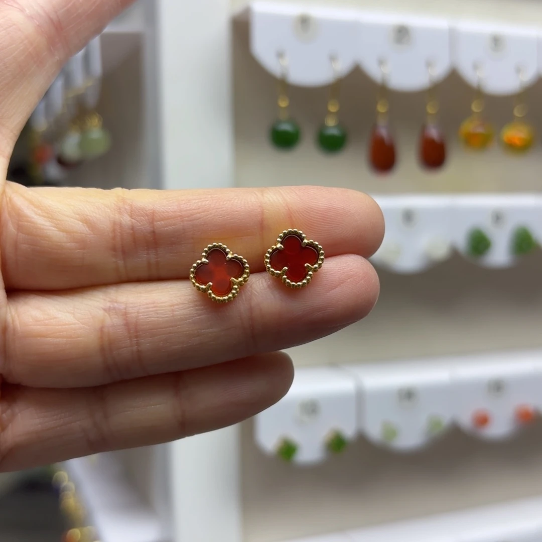 银S925镶嵌耳饰玛瑙/玉髓