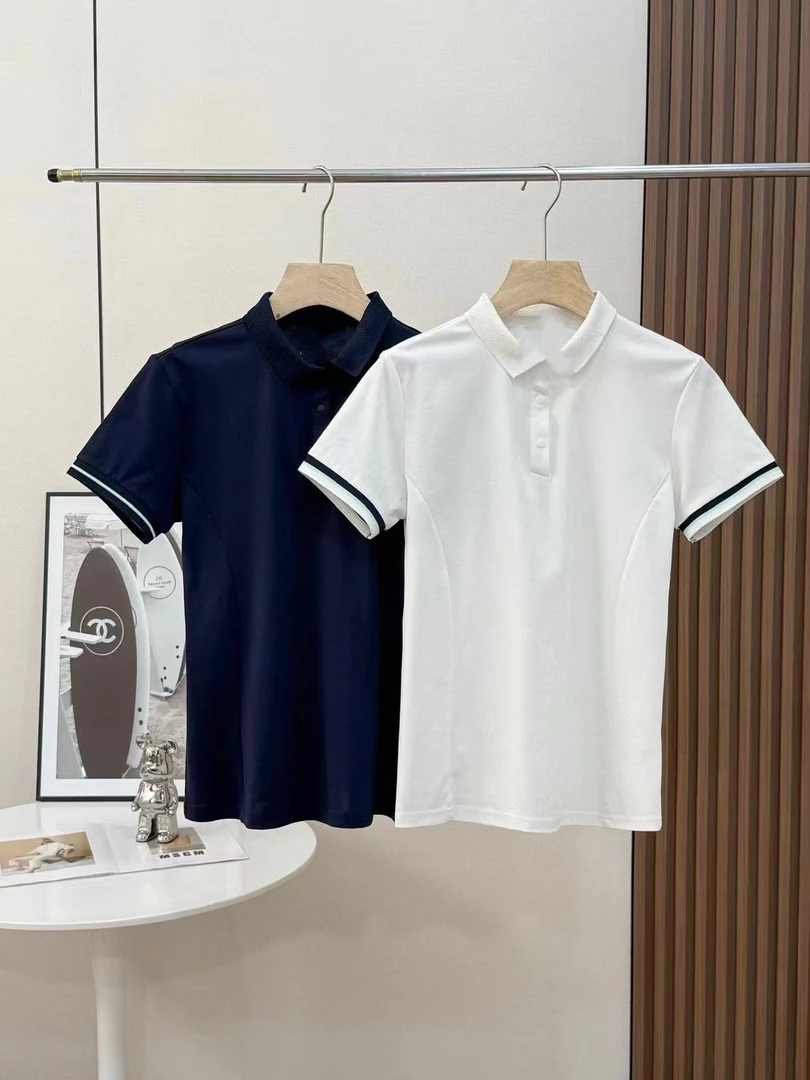 女款修身百搭扣子短袖