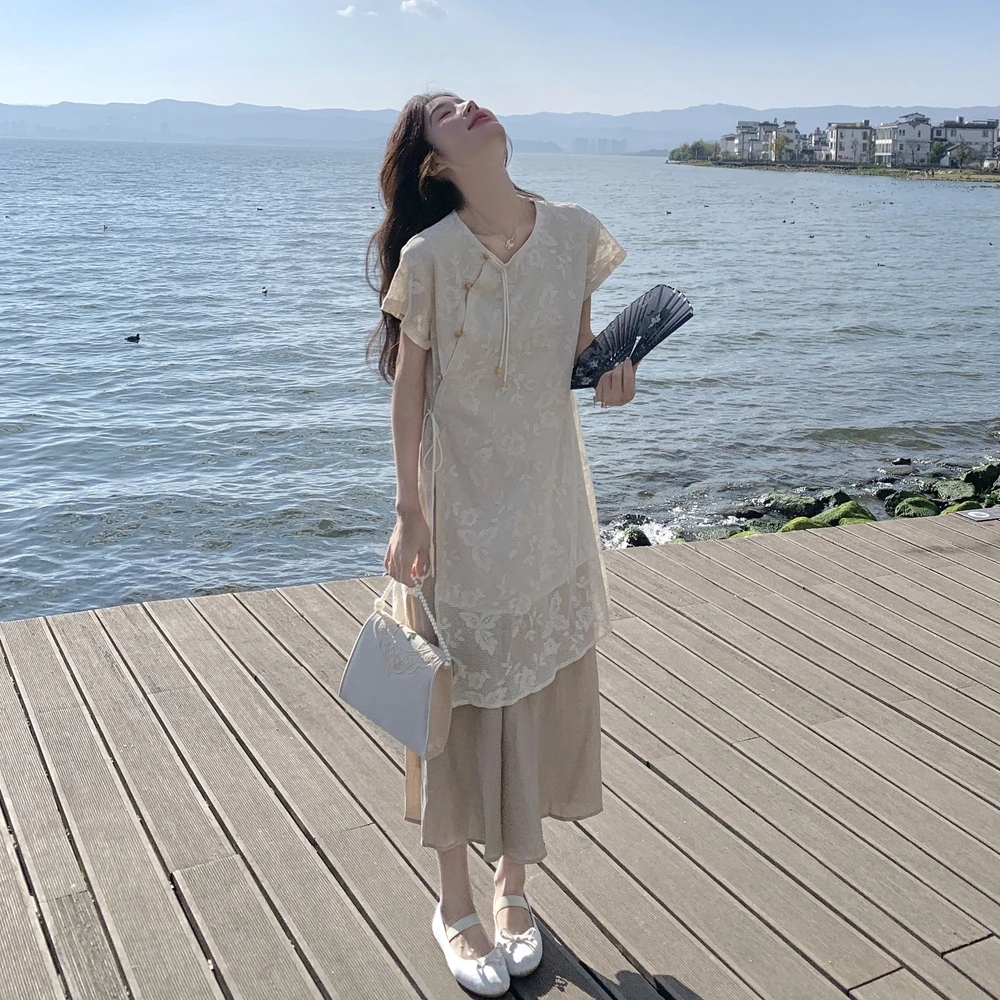 新中式国风刺绣上衣半身裙套装女夏甜美优雅爆款高级感超火两件套