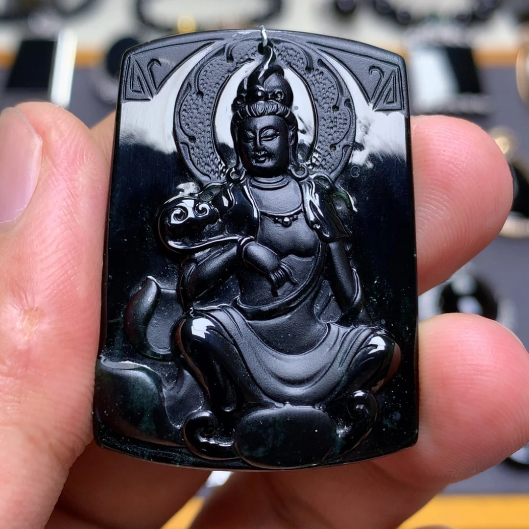 颈饰未镶嵌翡翠墨翠观音